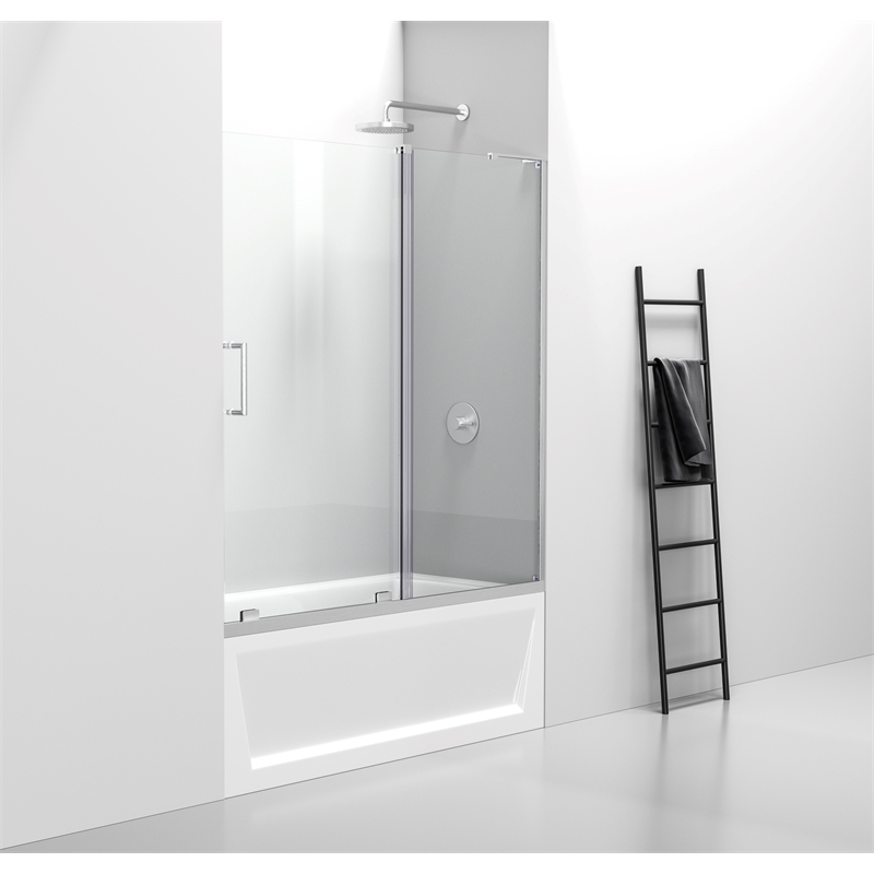 Elegant Kitchen and Bath Devon Frameless Aluminum Tub Door in Nickel
