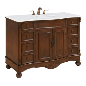 Elegant Kitchen and Bath Windsor Single Solid Wood Bathroom Vanity in Brown