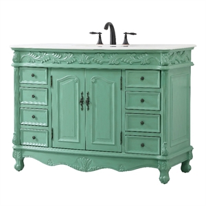 Elegant Kitchen and Bath Bordeaux Single Solid Wood Bathroom Vanity in Green