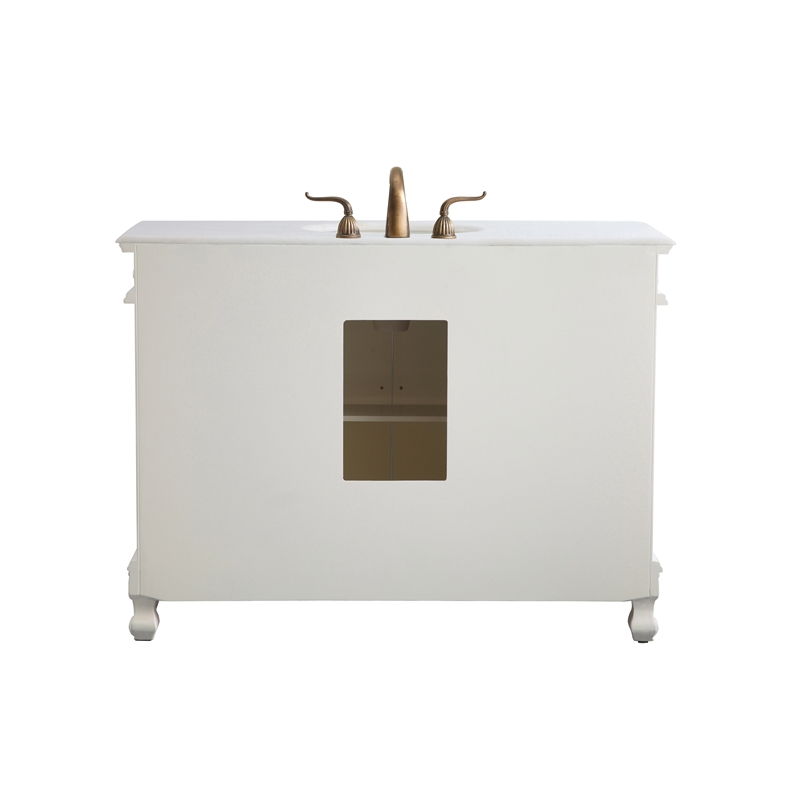 Elegant Kitchen and Bath Bordeaux Single Solid Wood Bathroom Vanity in White