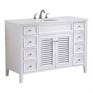 Elegant Kitchen and Bath Cape Cod Single Solid Wood Bathroom Vanity in White