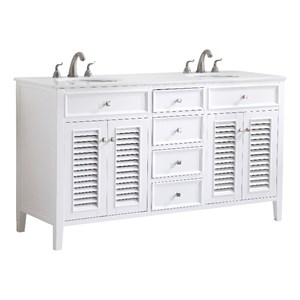 Elegant Kitchen and Bath Cape Cod Double Solid Wood Bathroom Vanity in White