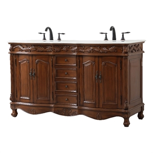 Elegant Kitchen and Bath Windsor Solid Wood Bathroom Vanity in Teak Brown