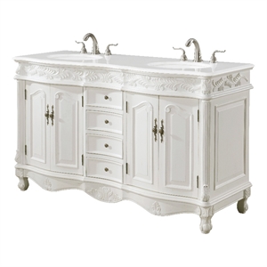 Elegant Kitchen and Bath Windsor Double Solid Wood Bathroom Vanity in White