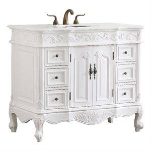Elegant Kitchen and Bath Oakland 42&quot Single Solid Wood Bathroom Vanity in White