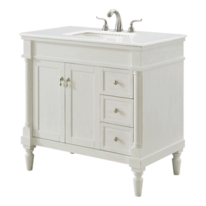 Elegant Kitchen and Bath Lexington 36&quot Solid Wood Bathroom Vanity in White