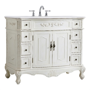 Elegant Kitchen and Bath Danville 42&quot Single Solid Wood Bathroom Vanity in White