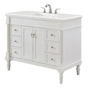 Elegant Kitchen and Bath Lexington 42&quot Solid Wood Bathroom Vanity in White