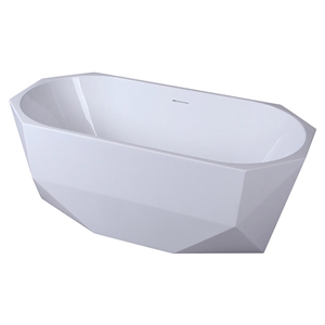 Elegant Kitchen and Bath Ethen 59&quot Diamond Resin Bathtub in Glossy White