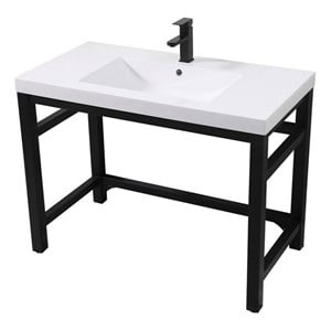 Elegant Kitchen and Bath Raya 42&quot Resin & Metal Bathroom Vanity in Black/White