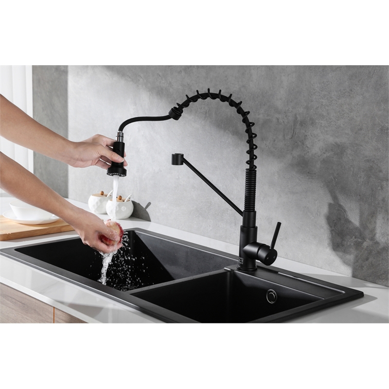 Elegant Kitchen and Bath Yara Brass Kitchen Faucet in Matte Black