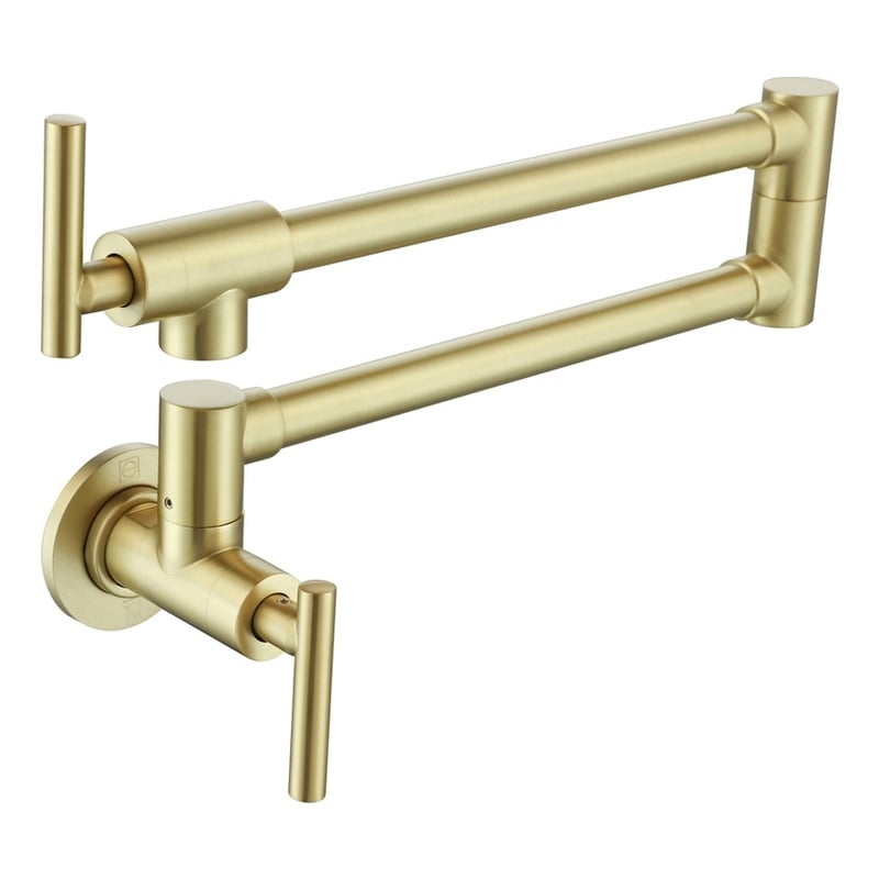 Elegant Kitchen and Bath Gabriel Brass Wall Mounted Pot Filler Faucet in Gold