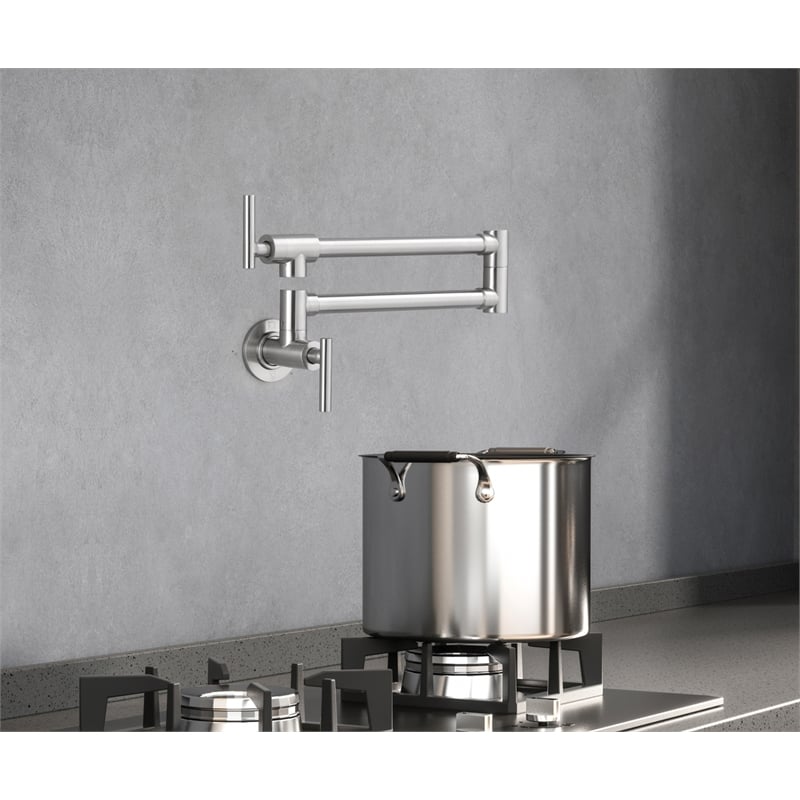 Elegant Kitchen and Bath Gabriel Brass Wall Mounted Pot Filler Faucet in Nickel