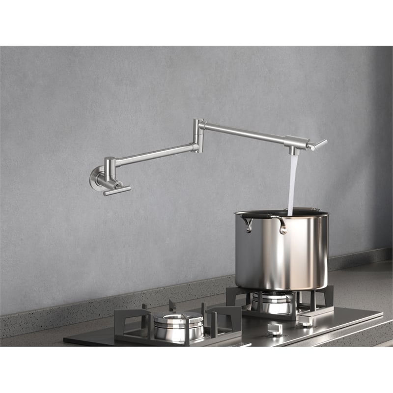 Elegant Kitchen and Bath Gabriel Brass Wall Mounted Pot Filler Faucet in Nickel