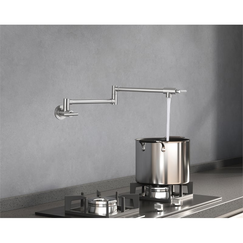 Elegant Kitchen and Bath Gabriel Brass Wall Mounted Pot Filler Faucet in Nickel