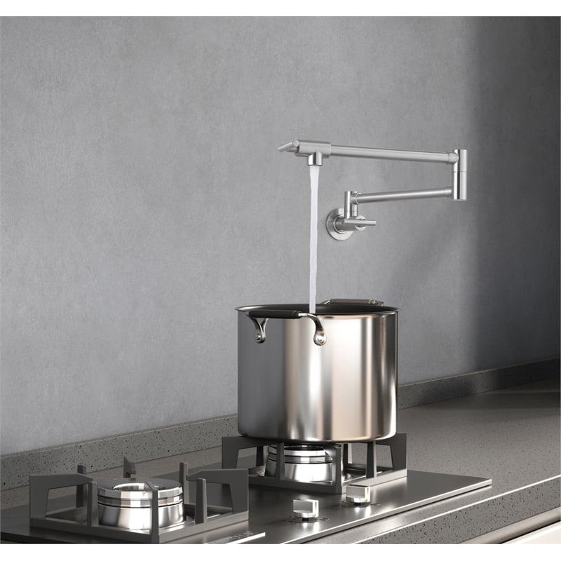 Elegant Kitchen and Bath Gabriel Brass Wall Mounted Pot Filler Faucet in Nickel