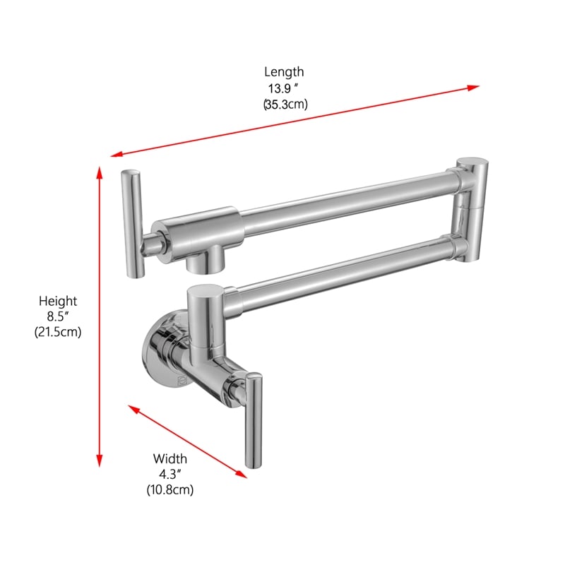 Elegant Kitchen and Bath Gabriel Brass Wall Mounted Pot Filler Faucet in Nickel