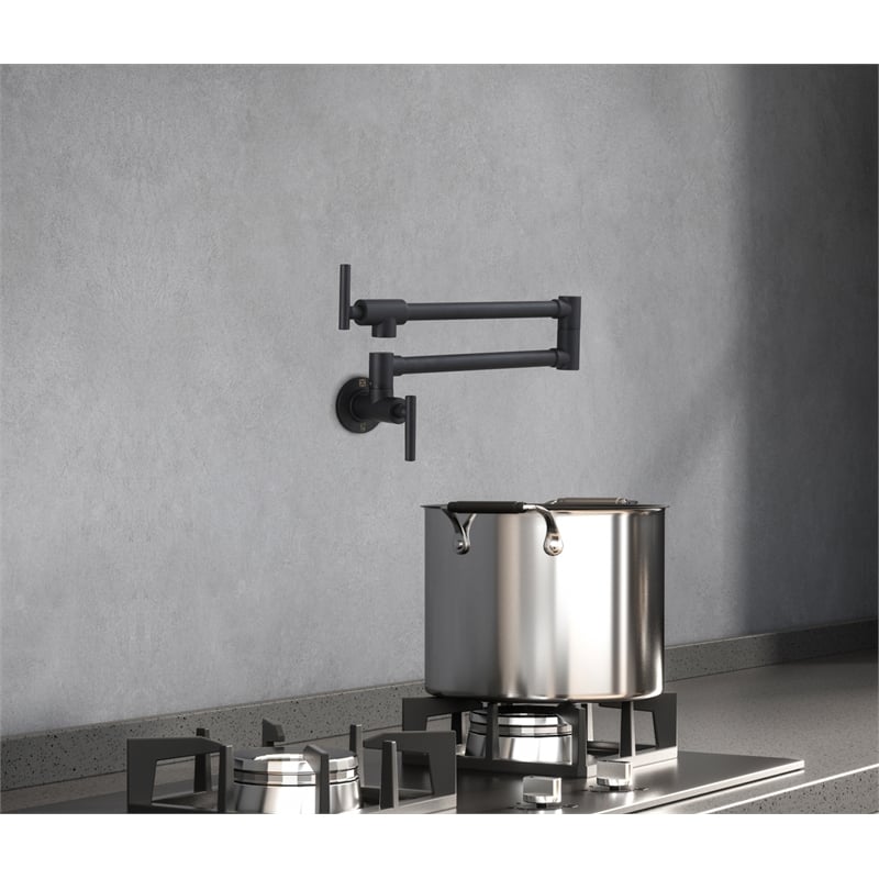 Elegant Kitchen and Bath Gabriel Brass Wall Mounted Pot Filler Faucet in Black