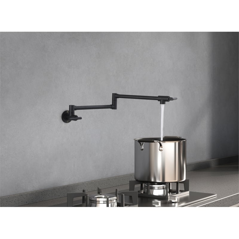 Elegant Kitchen and Bath Gabriel Brass Wall Mounted Pot Filler Faucet in Black