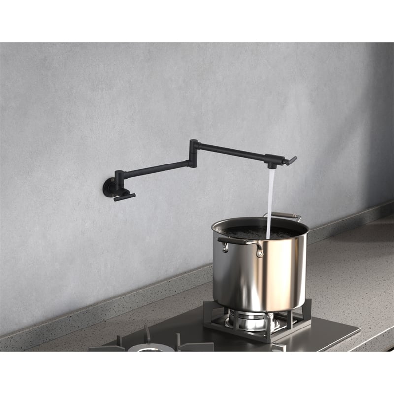 Elegant Kitchen and Bath Gabriel Brass Wall Mounted Pot Filler Faucet in Black