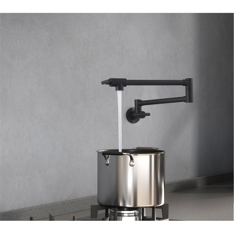 Elegant Kitchen and Bath Gabriel Brass Wall Mounted Pot Filler Faucet in Black