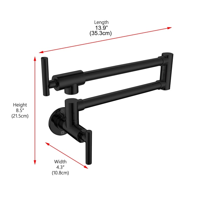 Elegant Kitchen and Bath Gabriel Brass Wall Mounted Pot Filler Faucet in Black