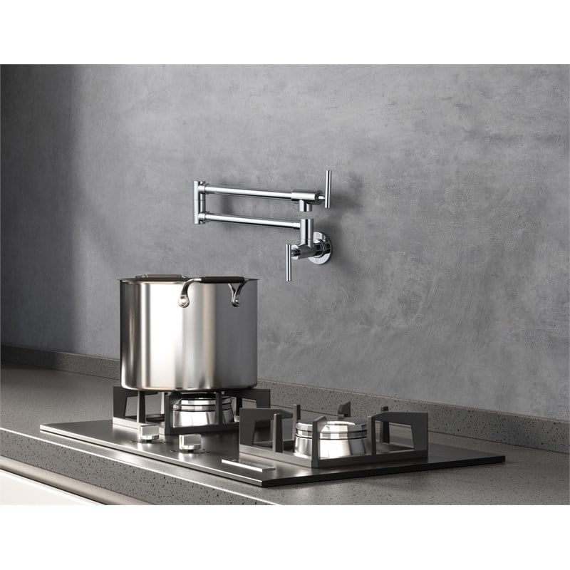 Elegant Kitchen and Bath Gabriel Brass Wall Mounted Pot Filler Faucet in Chrome