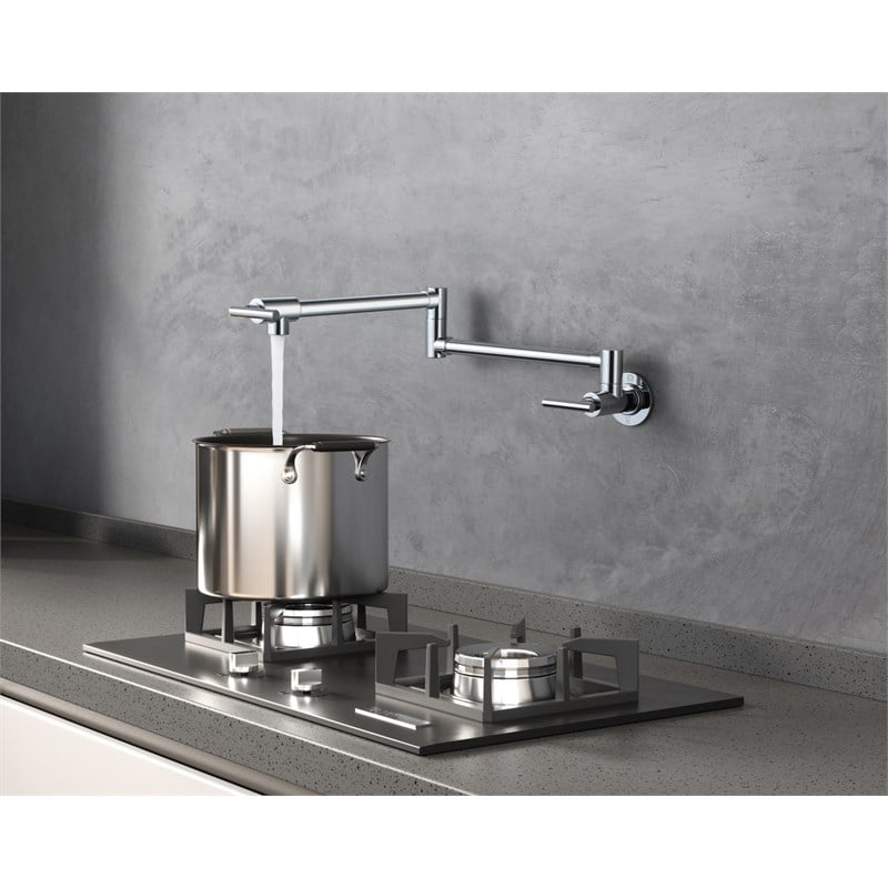 Elegant Kitchen and Bath Gabriel Brass Wall Mounted Pot Filler Faucet in Chrome