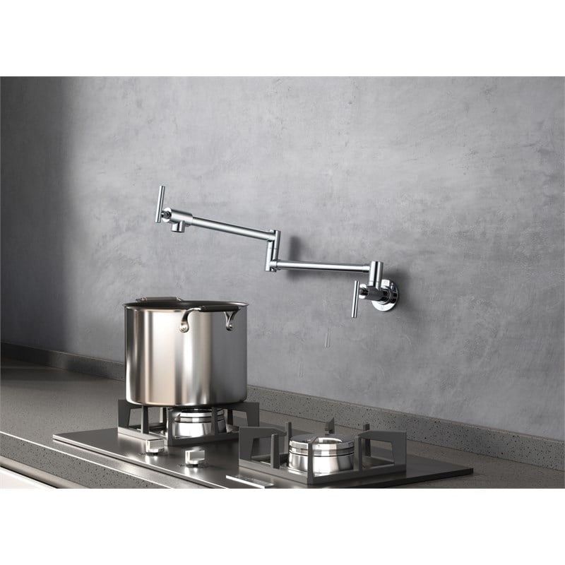 Elegant Kitchen and Bath Gabriel Brass Wall Mounted Pot Filler Faucet in Chrome