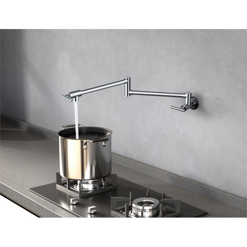 Elegant Kitchen and Bath Gabriel Brass Wall Mounted Pot Filler Faucet in Chrome