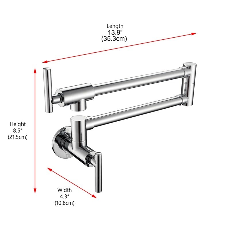 Elegant Kitchen and Bath Gabriel Brass Wall Mounted Pot Filler Faucet in Chrome