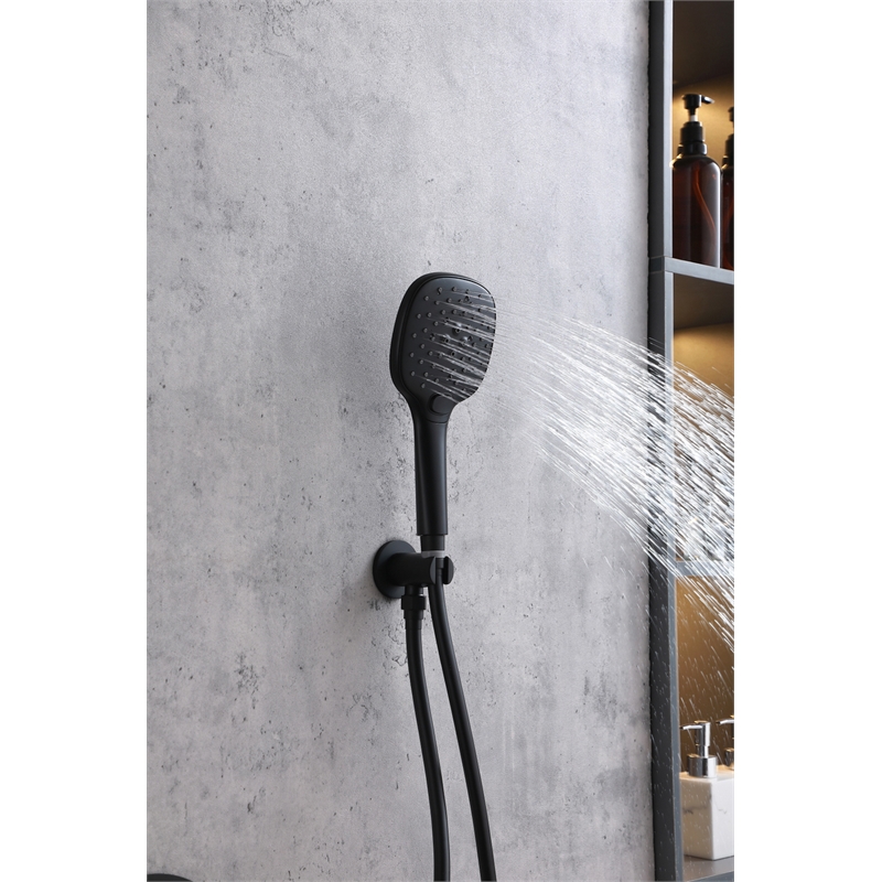 Elegant Kitchen and Bath George Brass Shower Faucet System in Matte Black