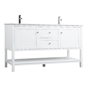 Elegant Kitchen and Bath Heath 60&quot Solid Wood Double Bathroom Vanity in White