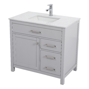 Elegant Kitchen and Bath Lewis 36&quot Solid Wood Single Bathroom Vanity in Gray