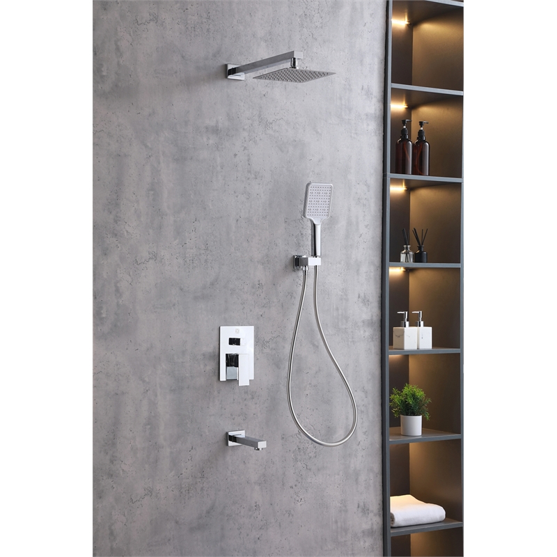 Elegant Kitchen and Bath Petar Brass Shower Faucet System in Chrome