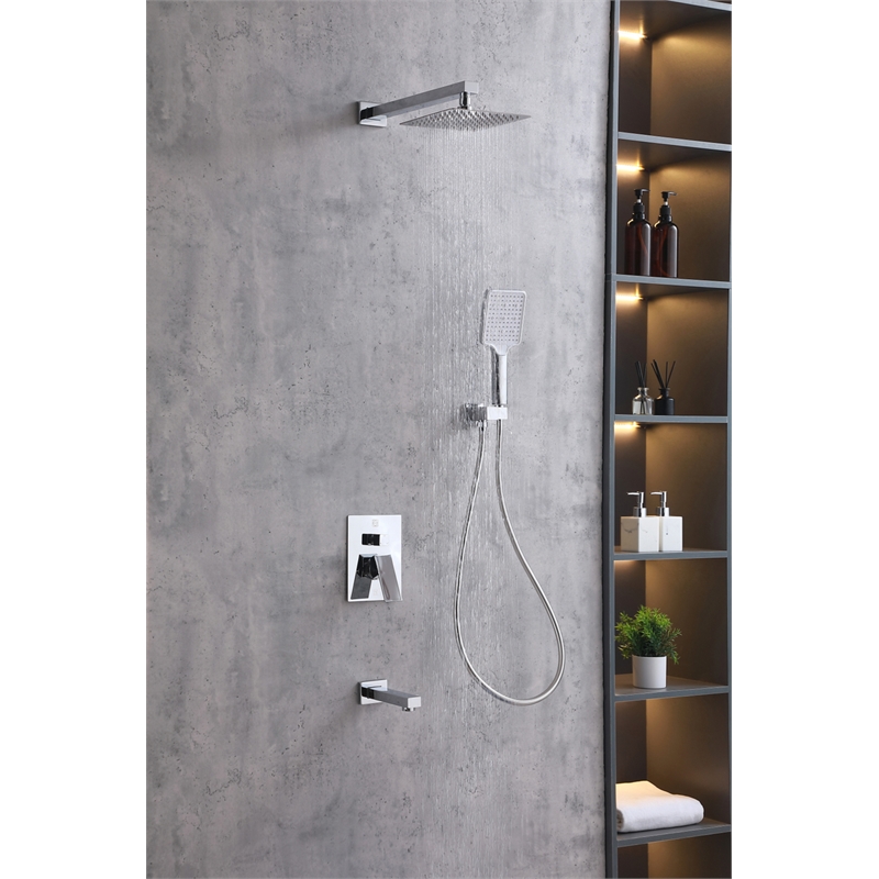 Elegant Kitchen and Bath Petar Brass Shower Faucet System in Chrome