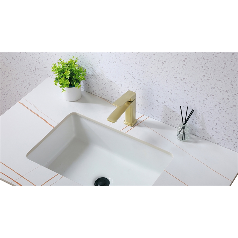 Elegant Kitchen and Bath Lena Brass Single Hole Bathroom Faucet in Brushed Gold