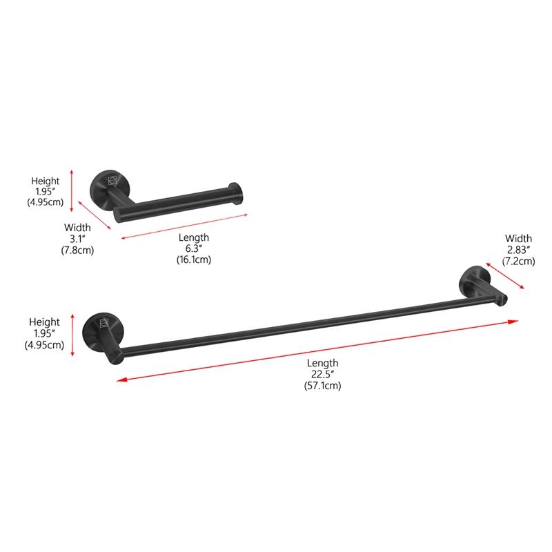 Elegant Kitchen and Bath Alma 2-Pc Stainless Steel Hardware Set in Black
