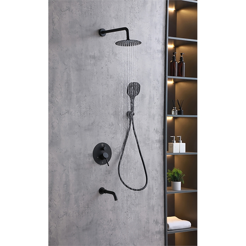 Elegant Kitchen and Bath George Brass Shower and Tub Faucet in Matte Black