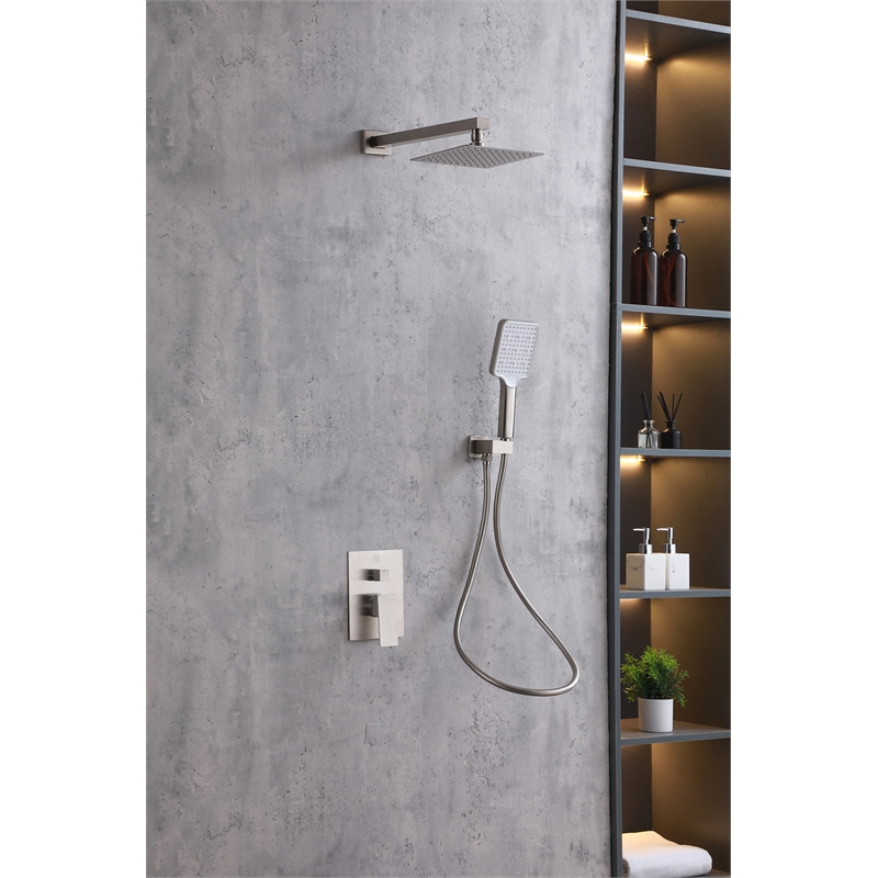 Elegant Kitchen and Bath Petar Brass Shower Faucet System in Nickel