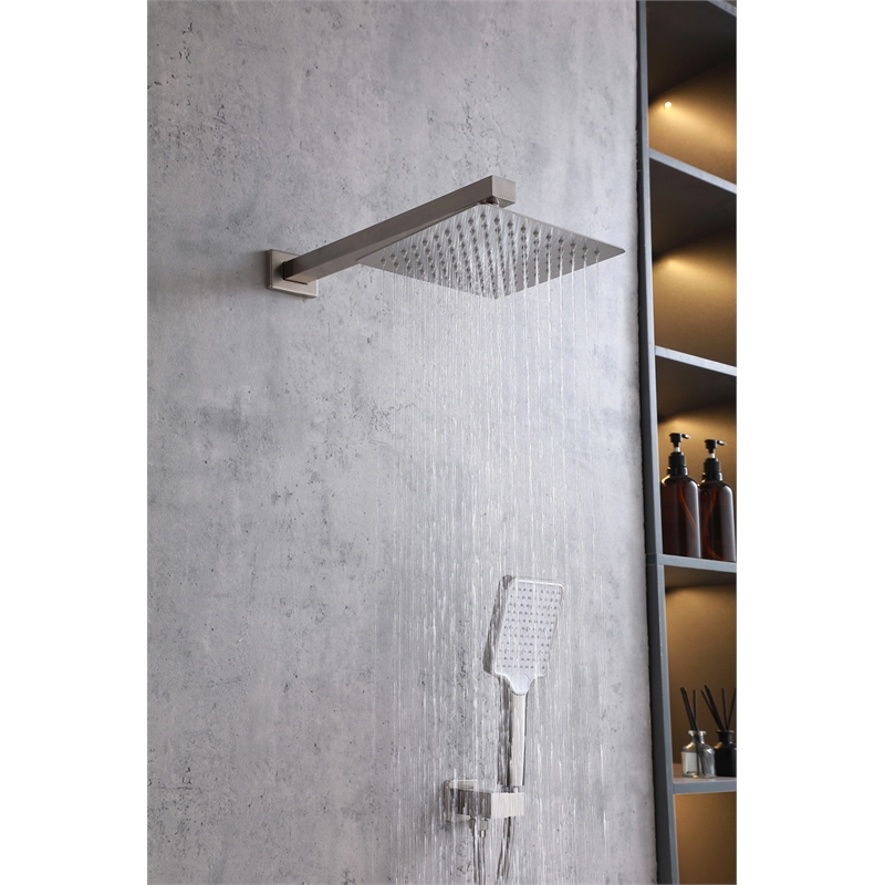 Elegant Kitchen and Bath Petar Brass Shower Faucet System in Nickel