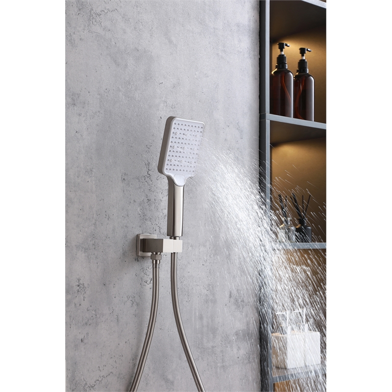 Elegant Kitchen and Bath Petar Brass Shower Faucet System in Nickel