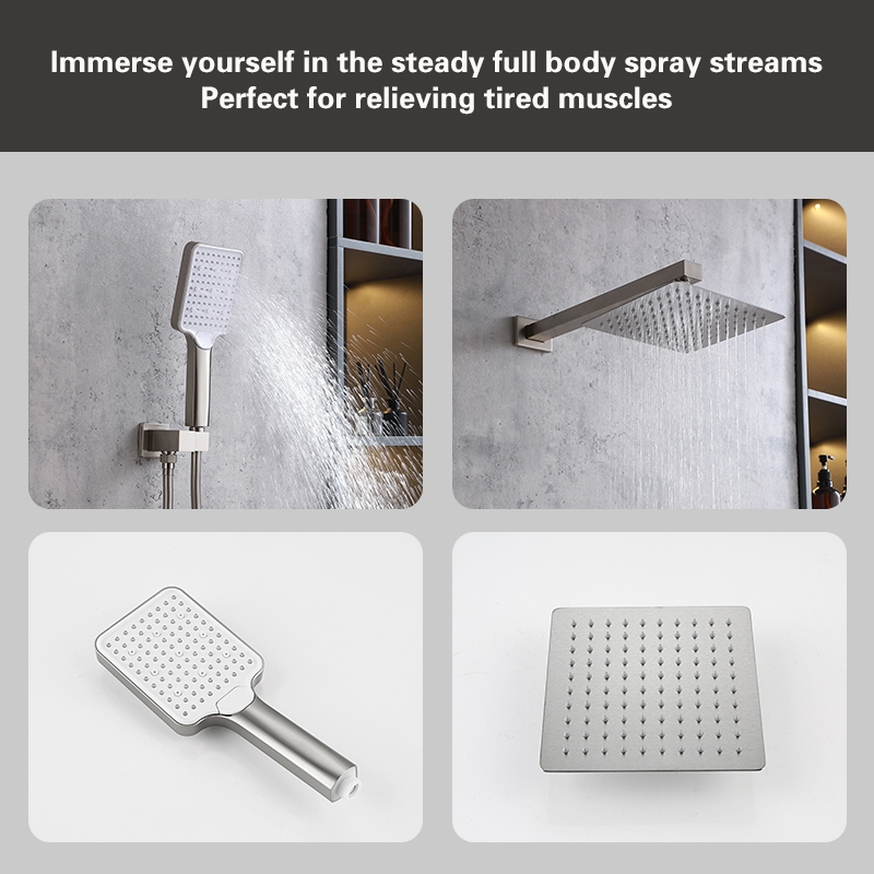 Elegant Kitchen and Bath Petar Brass Shower Faucet System in Nickel