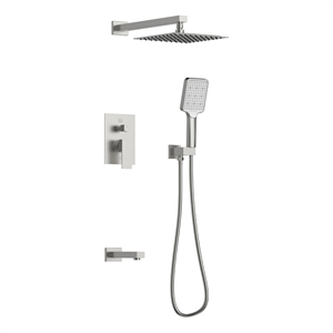 Elegant Kitchen and Bath Petar Brass Shower Faucet System in Brushed Nickel