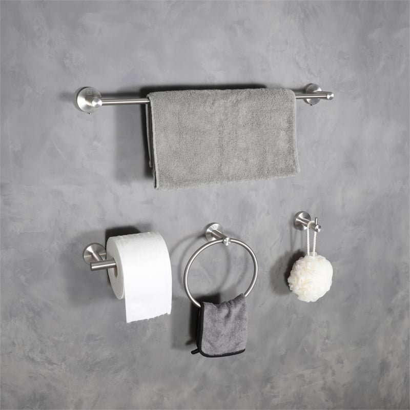Elegant Kitchen and Bath Freya 4-Pc Stainless Steel Hardware Set in Nickel