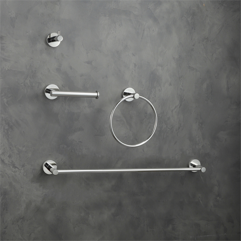 Elegant Kitchen and Bath Freya 4-Pc Stainless Steel Hardware Set in Chrome