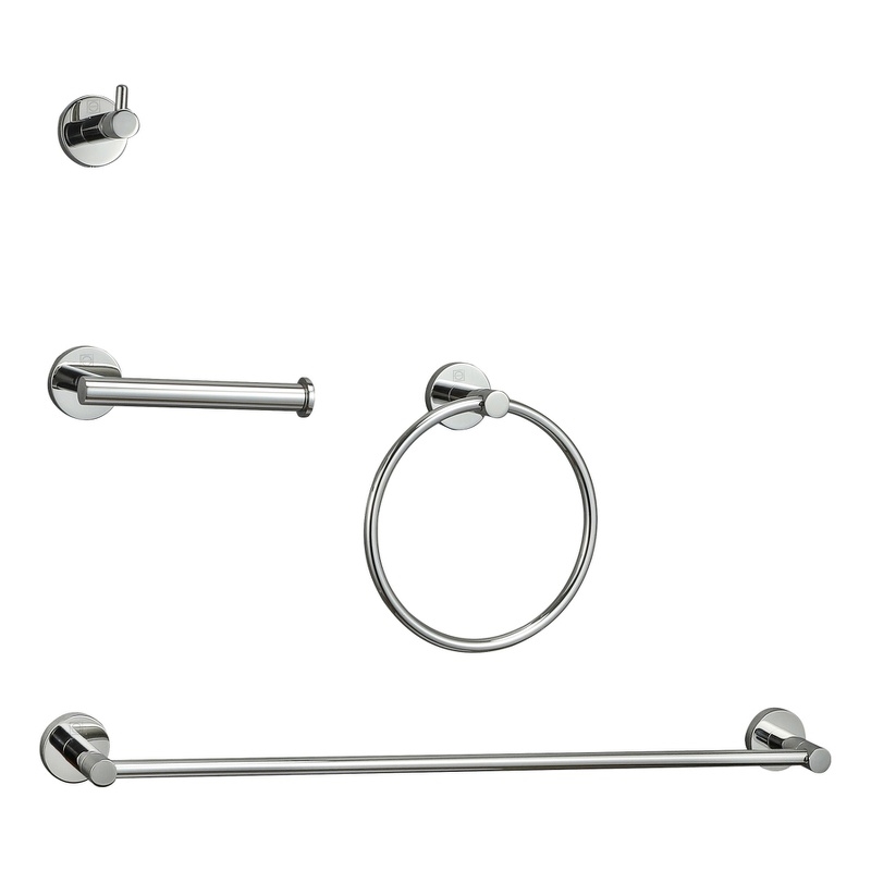 Elegant Kitchen and Bath Freya 4-Pc Stainless Steel Hardware Set in Chrome