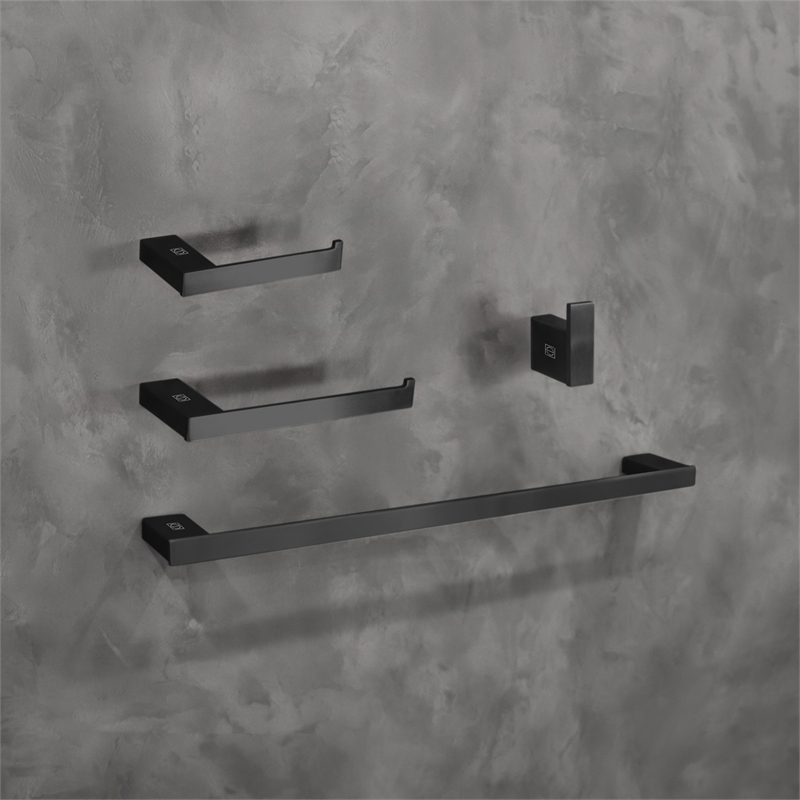 Elegant Kitchen and Bath Sofia 4-Pc Stainless Steel Hardware Set in Black