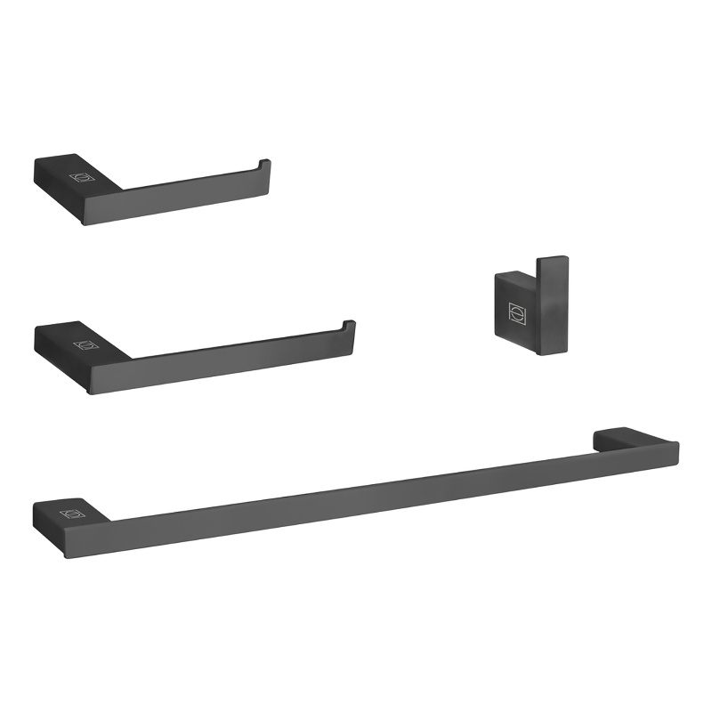 Elegant Kitchen and Bath Sofia 4-Pc Stainless Steel Hardware Set in Black