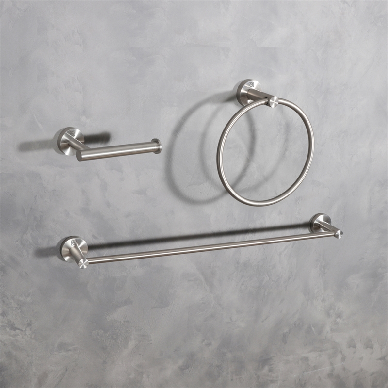 Elegant Kitchen and Bath Alma 3-Pc Stainless Steel Hardware Set in Nickel
